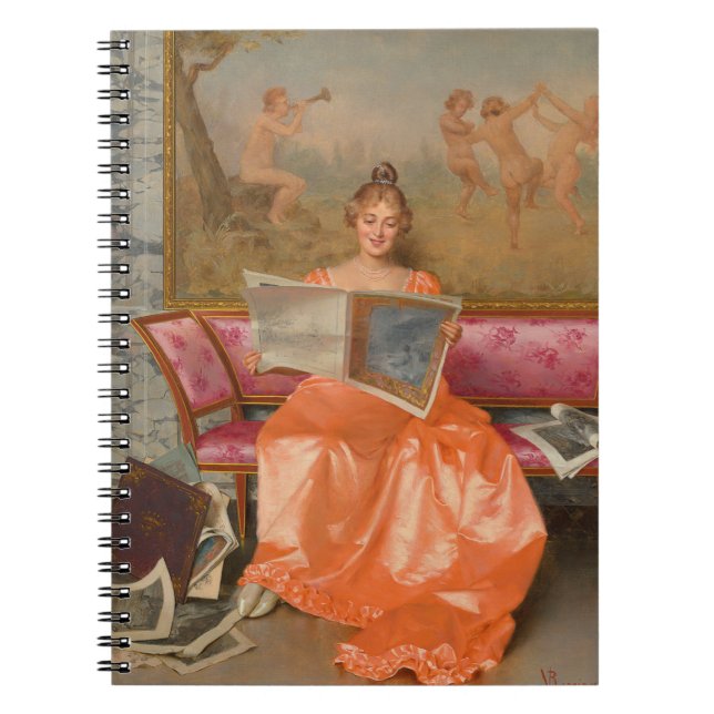 Cuaderno Reggianini Lady leyendo un bloc de notas de una re (Frente)