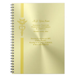 Cuaderno Registro de la enfermera con el caduceo de oro