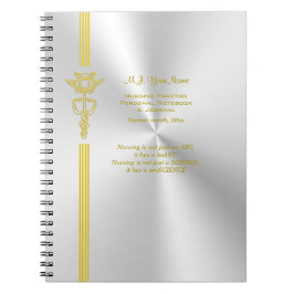 Cuaderno Registro de la enfermera con el caduceo de oro