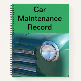 Cuaderno Registro de mantenimiento de coches