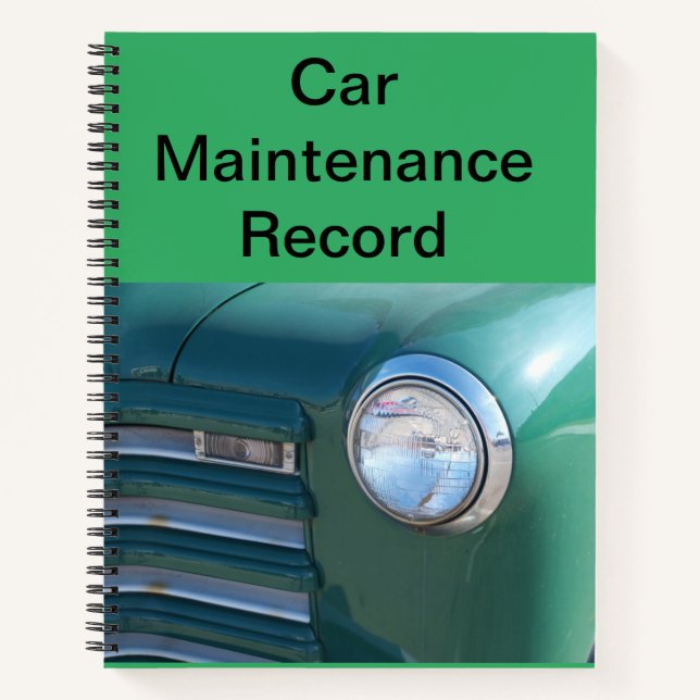 Cuaderno Registro de mantenimiento de coches (Anverso)