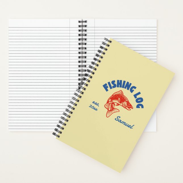Cuaderno Registro de Pesca | Regalo Amarillo, Rojo, Azul Vi (Interior)
