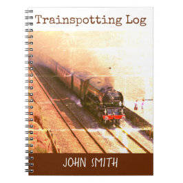 Cuaderno Registro de trenes, loco de vapor clásico Tornado,