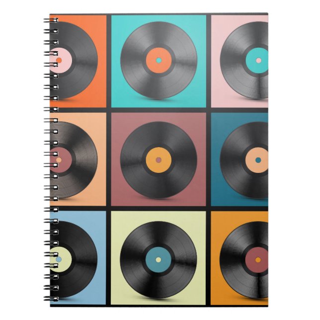 Cuaderno Registros de vinilo: retro conjunto LP. (Frente)