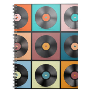 Cuaderno Registros de vinilo. Retro LP Disks Set vintage Il