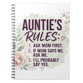 Cuaderno Reglas de la Tía Divertida Floral Acuarela Familia