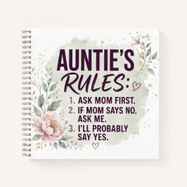 Cuaderno Reglas de Tía Divertida Floral Acuarela Familia Ci