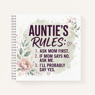 Cuaderno Reglas de Tía Divertida Floral Acuarela Familia Ci