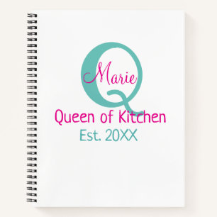 Cuaderno Reina de la cocina monograma minimo verde rosa sim