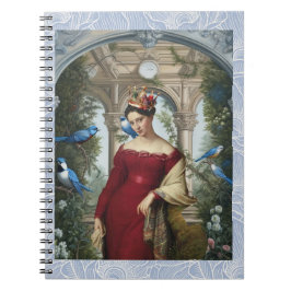 Cuaderno Reina de rojo con pájaros azules