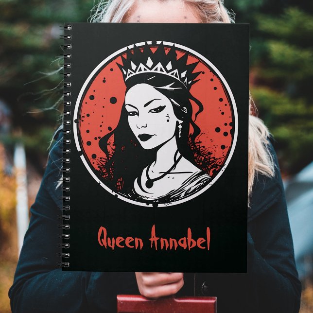 Cuaderno Reina de vampiros góticos Halloween, roja y negra (Subido por el creador)