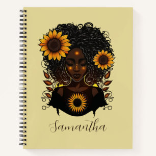 Cuaderno Reina del girasol mujer africana