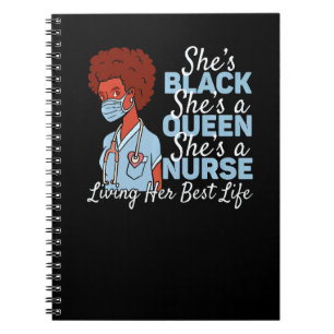 Cuaderno Reina Negra Enfermera Viviendo su Mejor Vida Histo