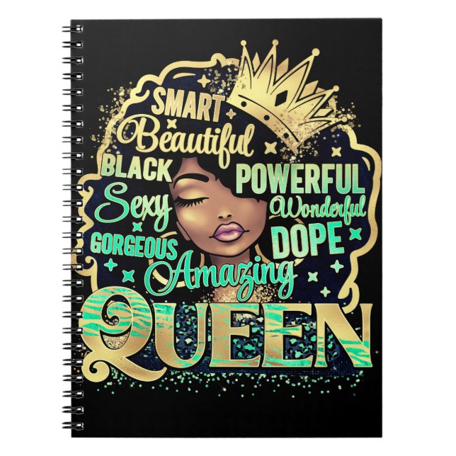 Cuaderno Reina negra Melanin Mujer Sista Amor (Frente)