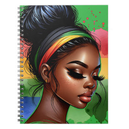 Cuaderno Reina negra melanina sista chicas mágicos de piel 