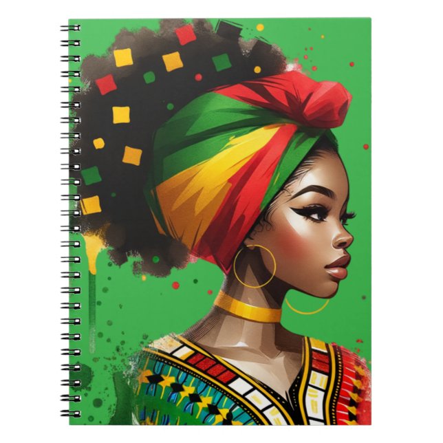 Cuaderno Reina negra melanina sista chicas mágicos de piel  (Frente)