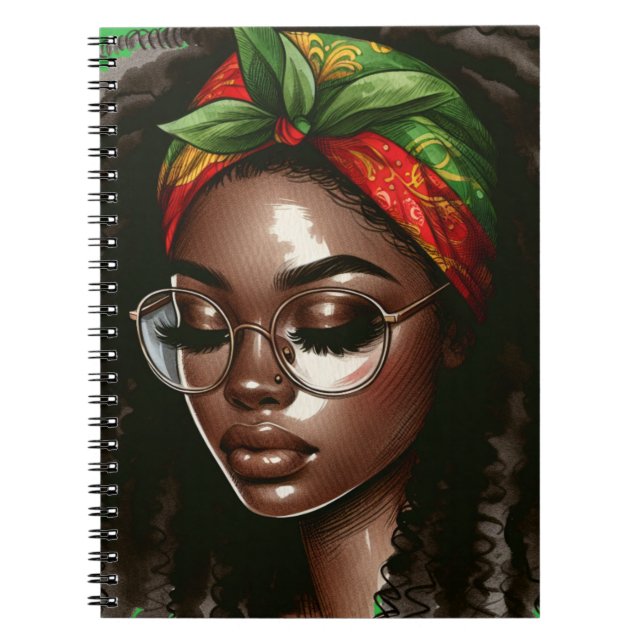 Cuaderno Reina negra melanina sista chicas mágicos de piel  (Frente)
