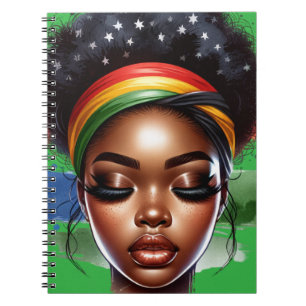 Cuaderno Reina negra melanina sista chicas mágicos de piel