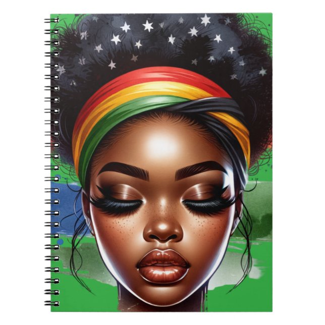 Cuaderno Reina negra melanina sista chicas mágicos de piel  (Frente)