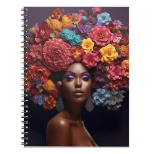 Cuaderno Reina negra melanina sista flor curo afro mujeres