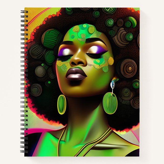 Cuaderno Reina negra melanina Sista mujer afroamericana (Anverso)