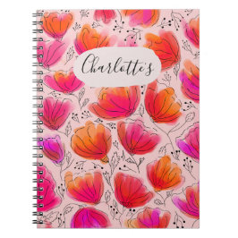 Cuaderno Relájese en el portátil de flores rosadas Naranja 