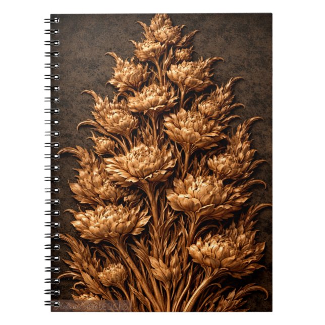 Cuaderno Relieve Floral Botánico Dorado (Frente)