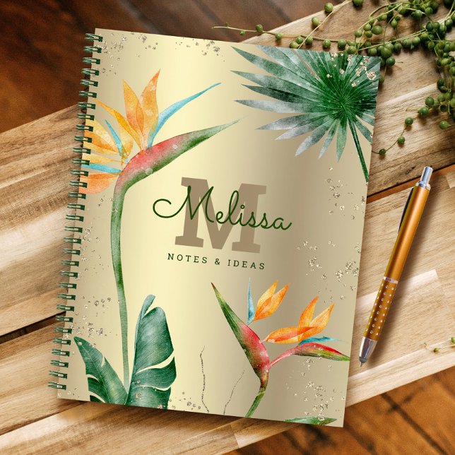 Cuaderno Relieve metalizado dorado de escritura floral de I (Subido por el creador)