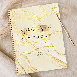Cuaderno Relieve metalizado dorado de marfil elegante con e