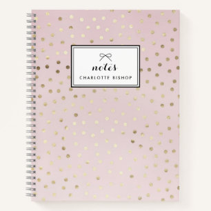 Cuaderno Relieve metalizado dorado de puntos Patrón de port
