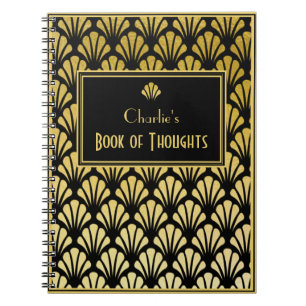 Cuaderno Relieve metalizado dorado negro de patrón de vent