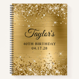 Cuaderno Relieve metalizado dorado Purpurinoso 40 cumpleaño