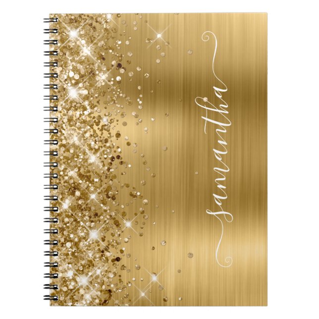 Cuaderno Relieve metalizado dorado Purpurinoso Firma modern (Frente)