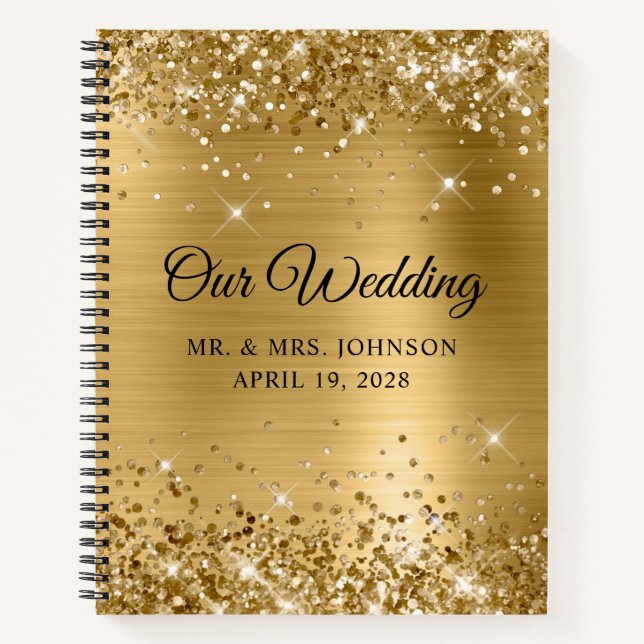 Cuaderno Relieve metalizado dorado Purpurinoso Nuestro Boda (Anverso)