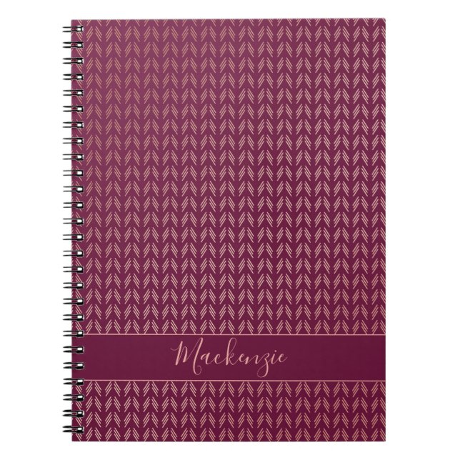 Cuaderno Relieve metalizado dorado Rosa Girly Boho Tribal B (Frente)