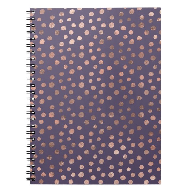 Cuaderno Relieve metalizado dorado Rosa glamuroso y puntos  (Frente)