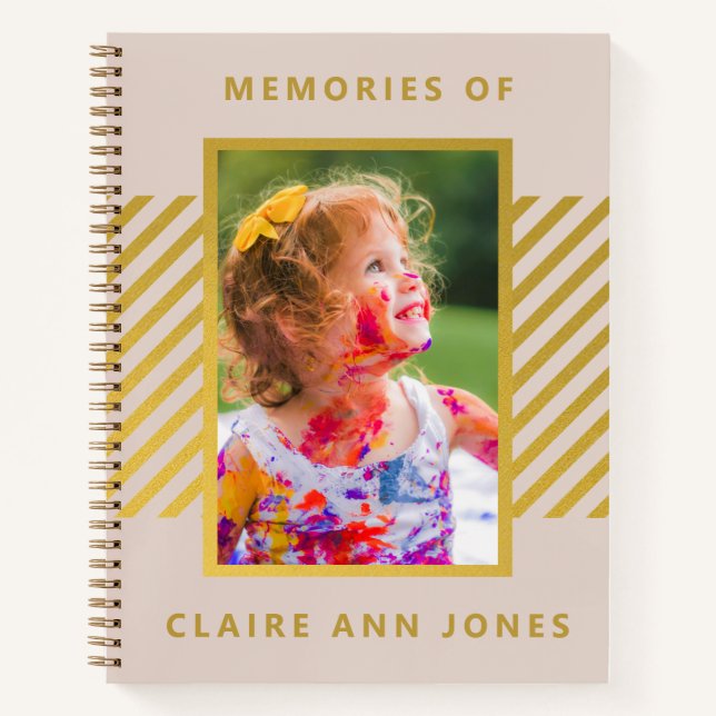 Cuaderno Relieve metalizado dorado rosa tira la memoria inf (Anverso)