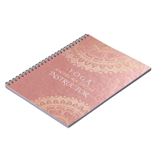 Cuaderno Relieve metalizado dorado rosado Mandala (Lado Izquierdo)