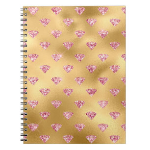 Cuaderno Relieve metalizado dorado y diamantes Purpurinas d