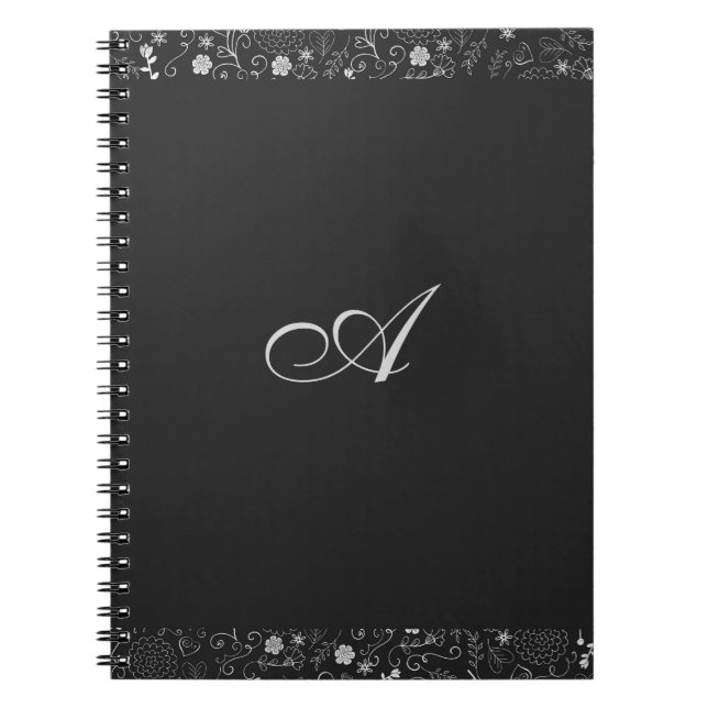 Cuaderno Relieve metalizado floral rústico elegante de carb (Frente)