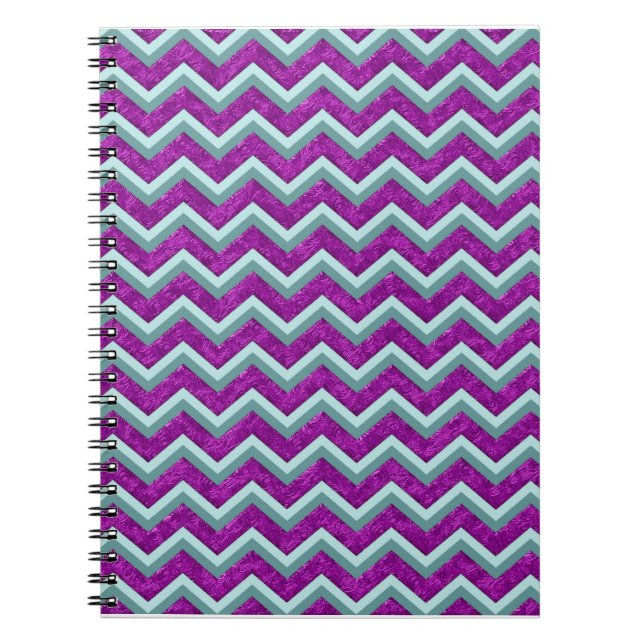 Cuaderno Relieve metalizado magenta y patrón ZigZag Verde a (Frente)