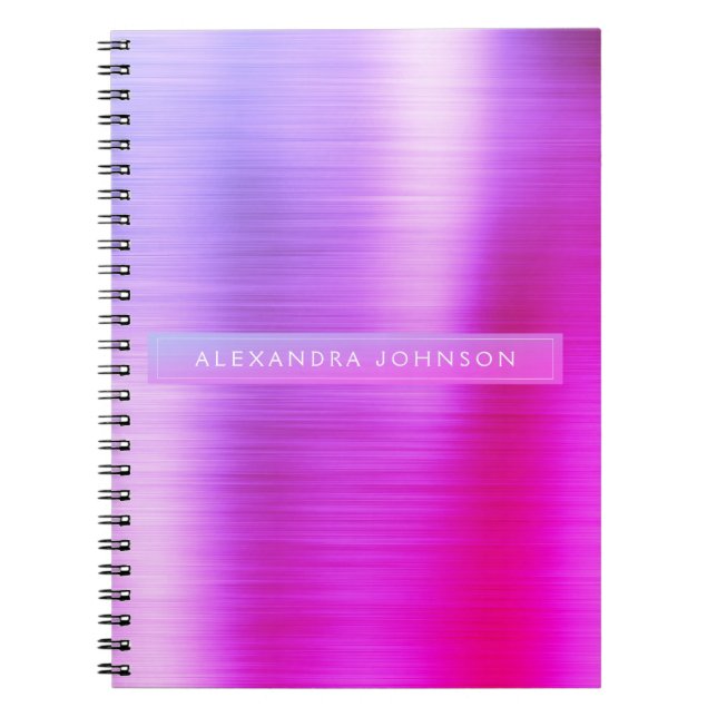 Cuaderno Relieve metalizado morado y rosa profesional Giron (Frente)