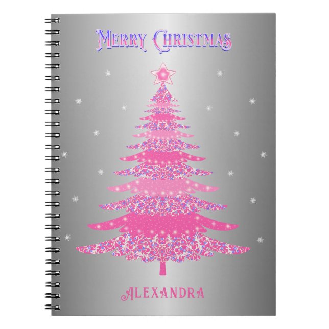 Cuaderno Relieve metalizado plateado Personalizado de nombr (Frente)