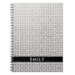 Cuaderno Relieve metalizado plateado personalizado y clave 