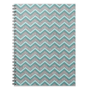Cuaderno Relieve metalizado plateado y ZigZag Verde azulado