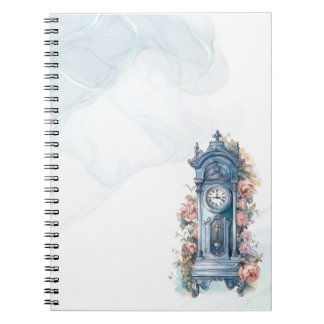 Cuaderno Reloj antiguo vintage con flores