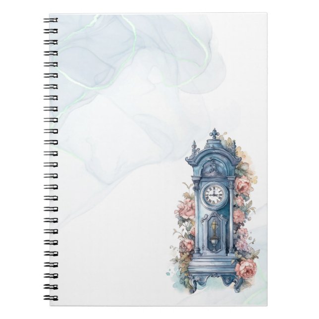 Cuaderno Reloj antiguo vintage con flores (Frente)