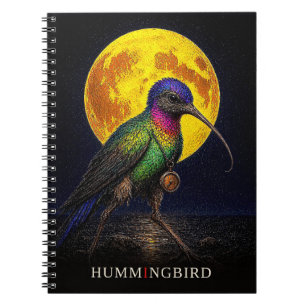 Cuaderno Reloj de bolsillo gótico surrealista de colibrí