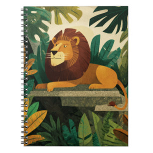 Cuaderno Reloj de león de la jungla Regal Negrita para port
