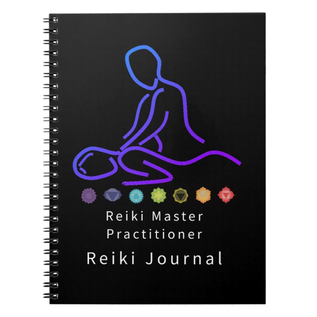 Cuaderno Reloj de practicante de maestría de Reiki negro (Frente)